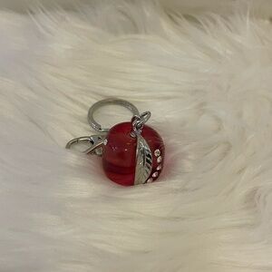 NWT- Silver Pink Resin Apple Keychain/Bag Charm